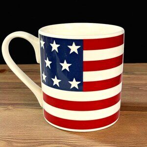 Ralph Lauren Hamptons USA American Flag Coffee Mug Patriotic Stars Stripes